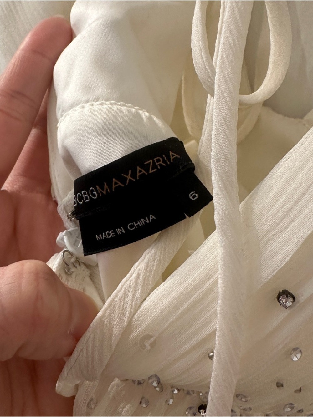 BCBGMaxAzria Ivory Beaded Spaghetti Strap Dress - Picture 6 of 6